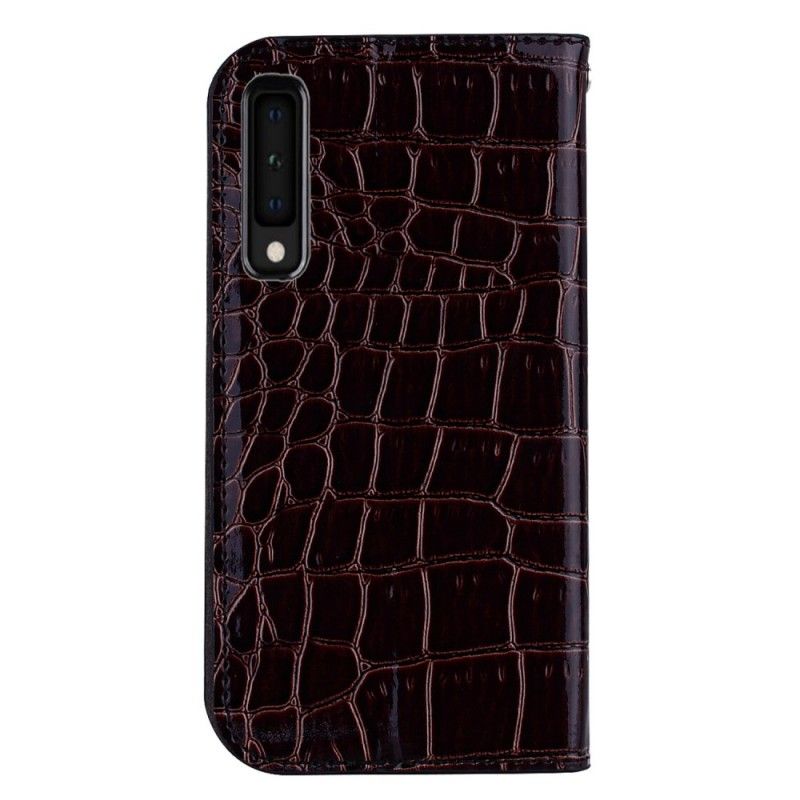 Folio-fodral Samsung Galaxy A7 Svart Krokodilhud Och Glittereffekt