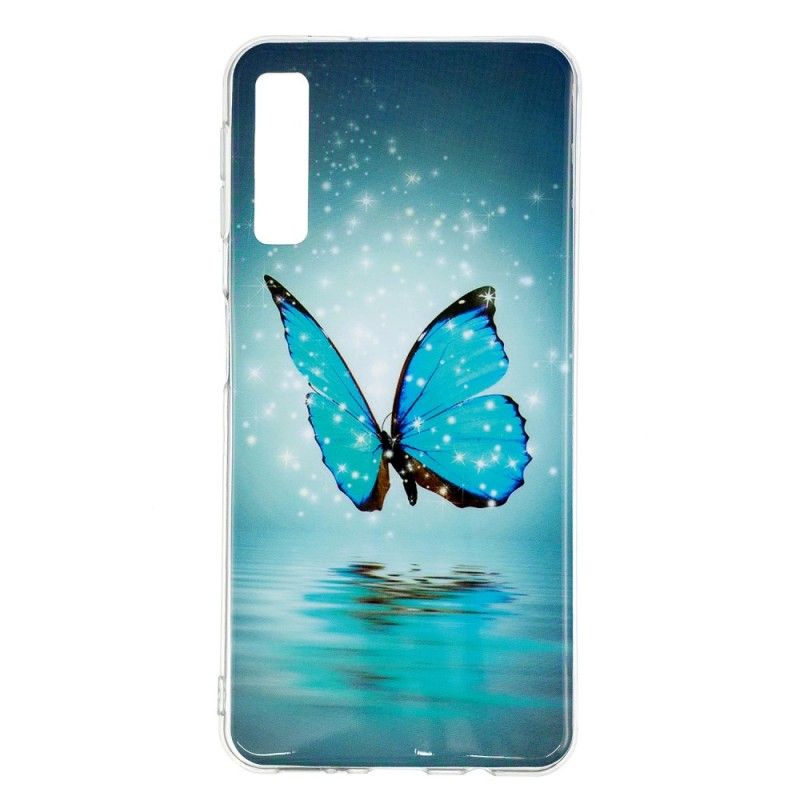Skal för Samsung Galaxy A7 Fluorescerande Blå Fjäril