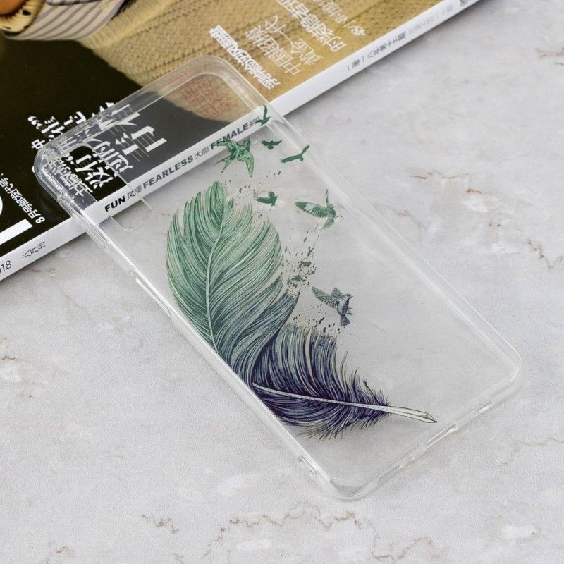 Skal för Samsung Galaxy A7 Transparent Färgad Fjäder