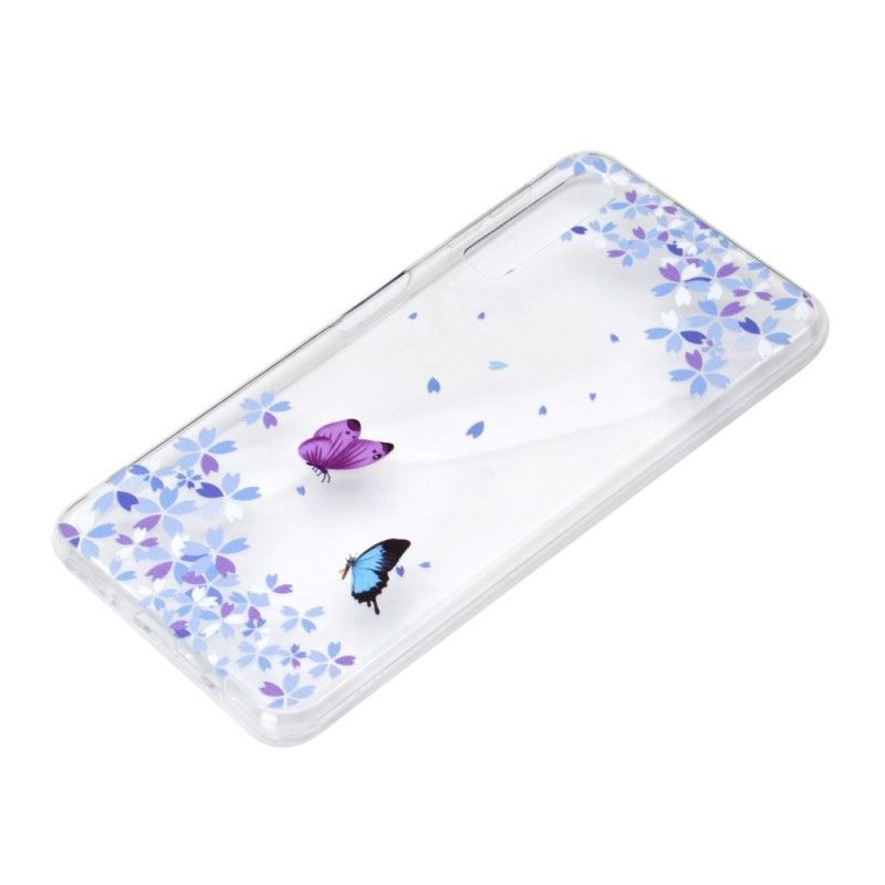 Skal Samsung Galaxy A7 Genomskinliga Fjärilar Och Blommor