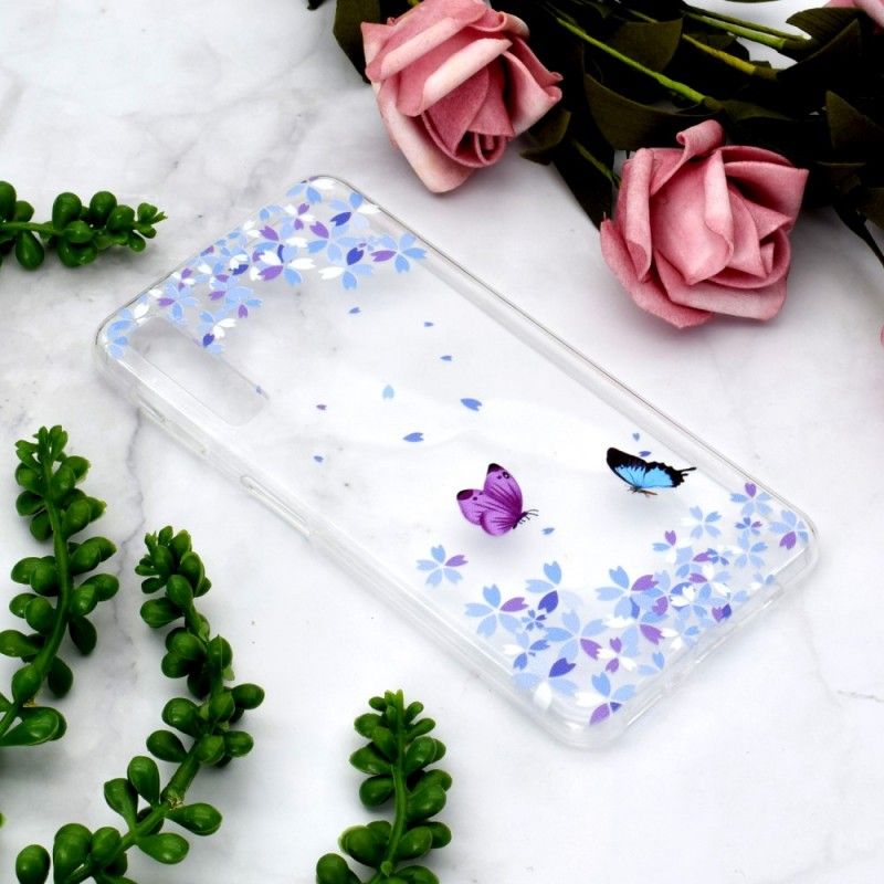 Skal Samsung Galaxy A7 Genomskinliga Fjärilar Och Blommor