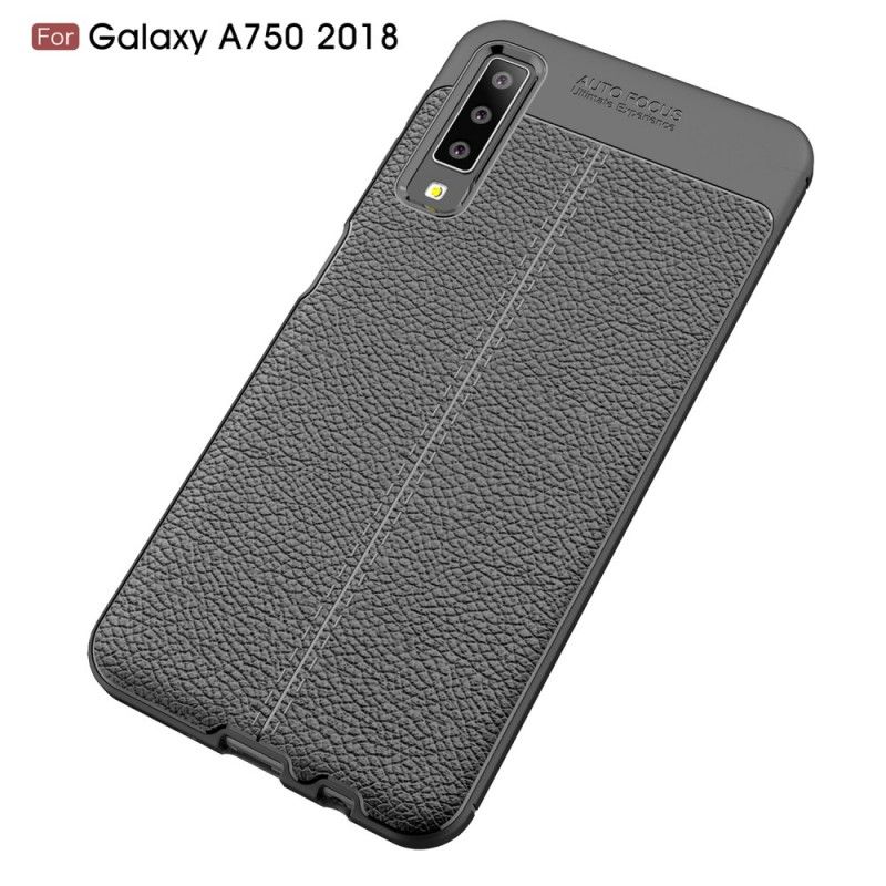 Skal Samsung Galaxy A7 Svart Lychee-Effekt Med Dubbla Linjer