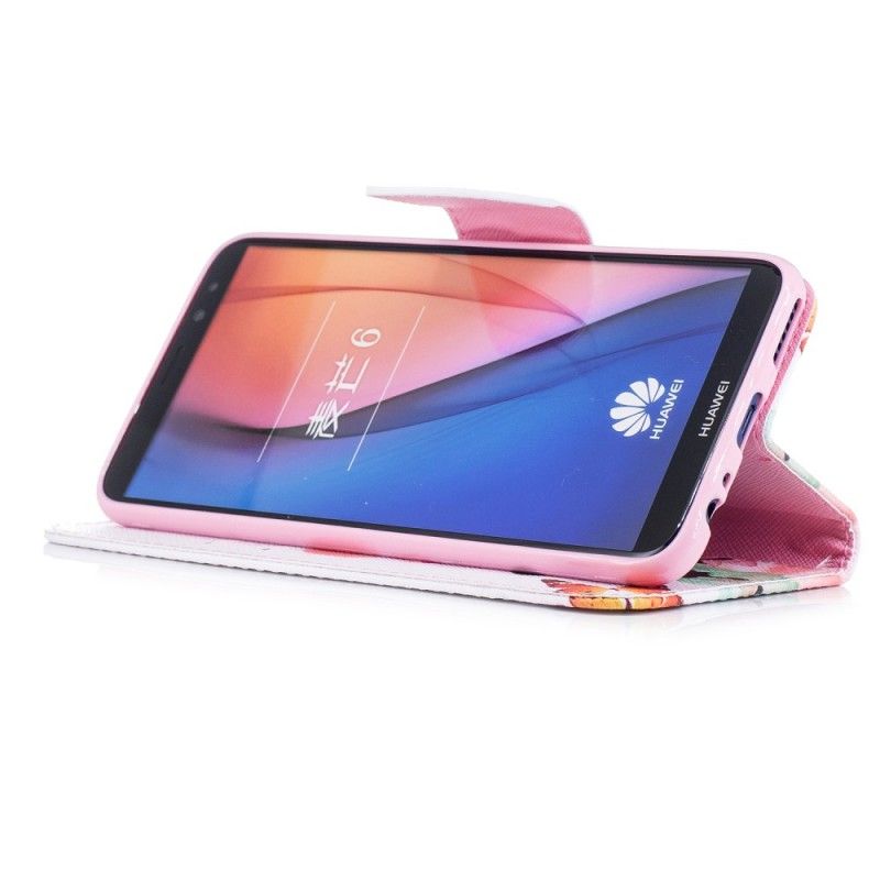 Fodral Huawei Mate 10 Lite Rosa Målade Fjärilar Och Blommor