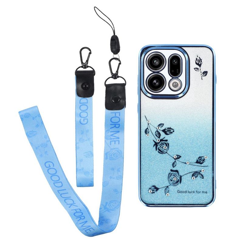 Skal För Oppo Find X9 5g Kadem Blommor Och Strassremmar