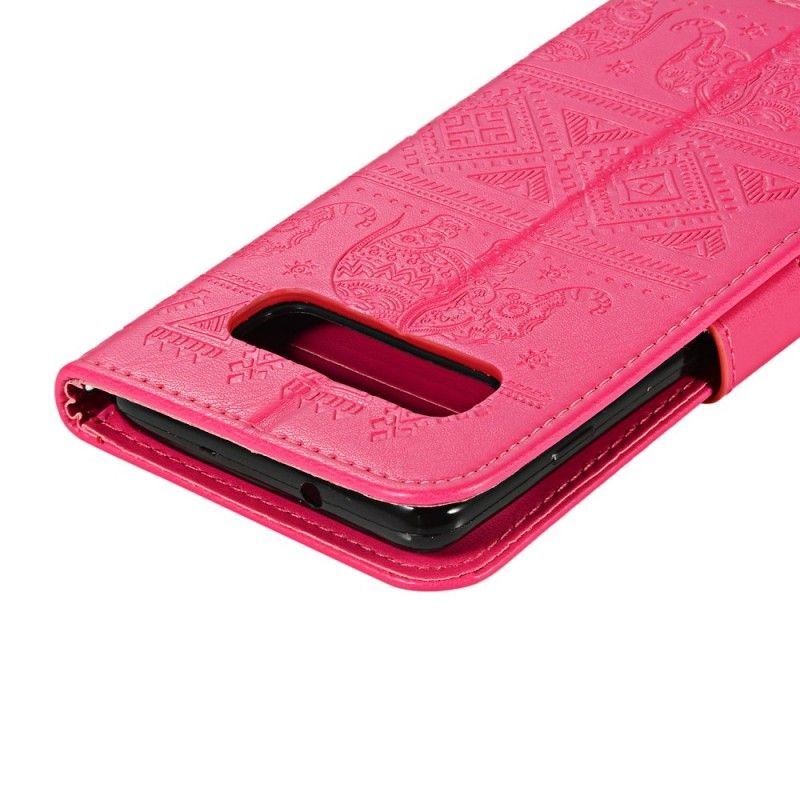 Fodral Samsung Galaxy S10 Magenta Elefanter I Konstläder