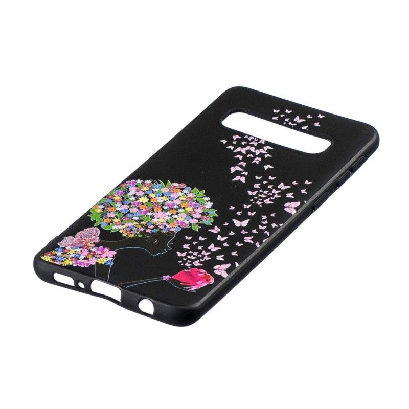 Skal Samsung Galaxy S10 Kvinna Med Blommigt Huvud