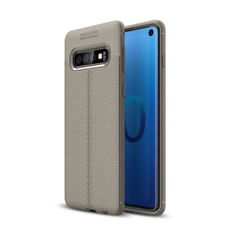 Skal Samsung Galaxy S10 Svart Dubbelt Linjär Lädereffekt