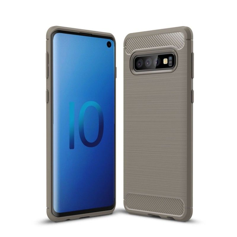 Skal Samsung Galaxy S10 Svart Mobilskal Borstad Kolfiber