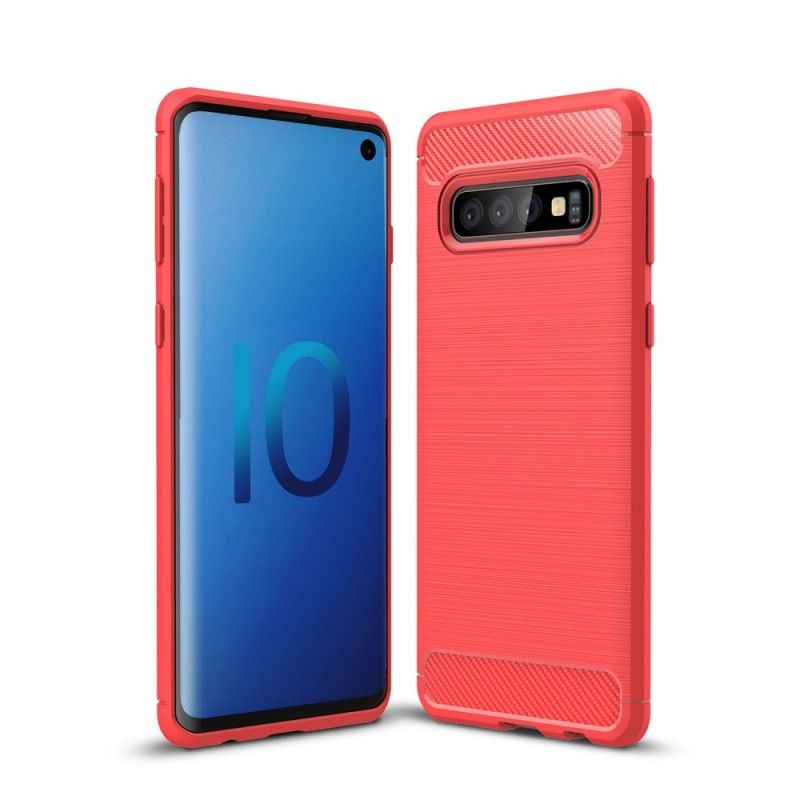 Skal Samsung Galaxy S10 Svart Mobilskal Borstad Kolfiber