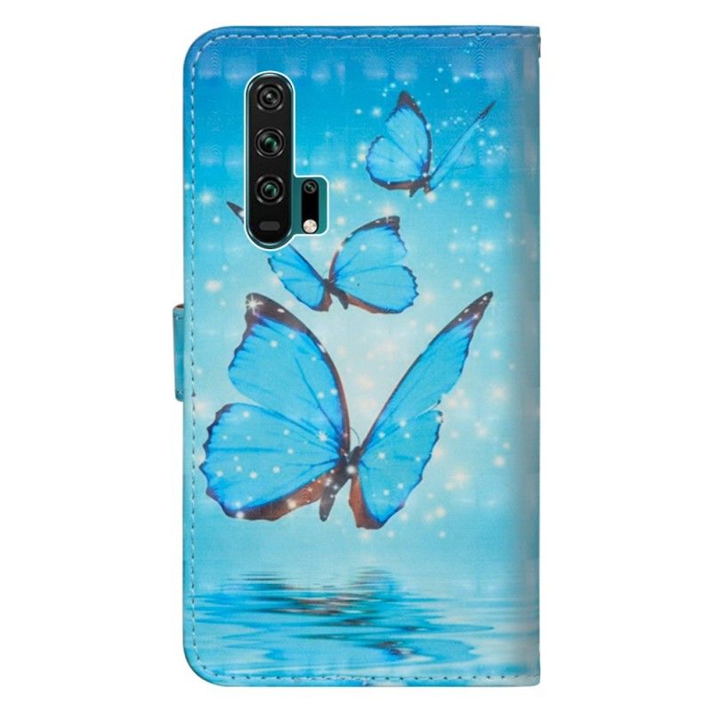 Fodral Honor 20 Pro Flygande Blå Fjärilar