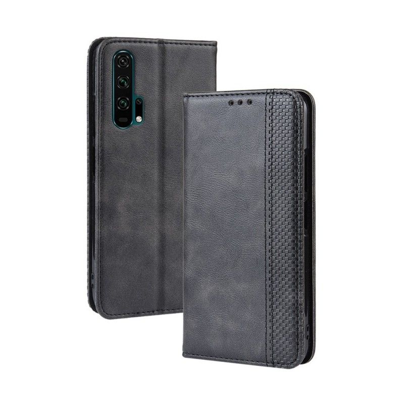 Folio-fodral för Honor 20 Pro Svart Stiliserad Vintage Lädereffekt