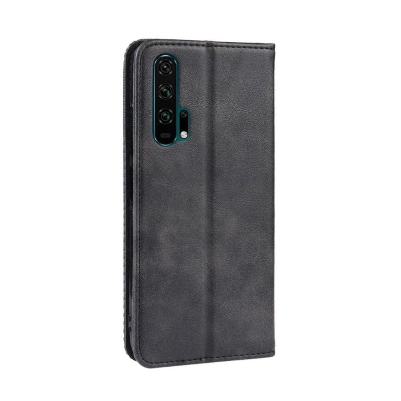 Folio-fodral för Honor 20 Pro Svart Stiliserad Vintage Lädereffekt