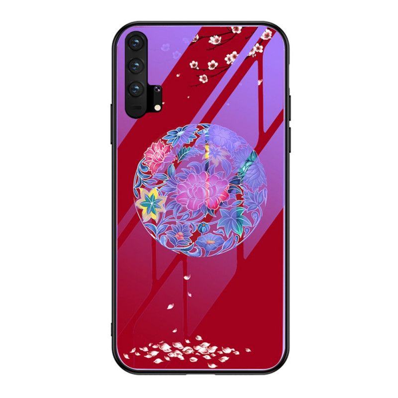Skal för Honor 20 Pro Röd Härdat Glas Med Fluorescerande Mönster