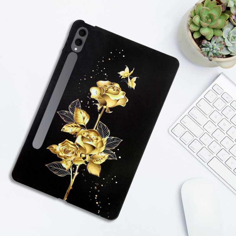 Skal Samsung Galaxy Tab S11 Ultra Fjärilar Och Gyllene Rosor