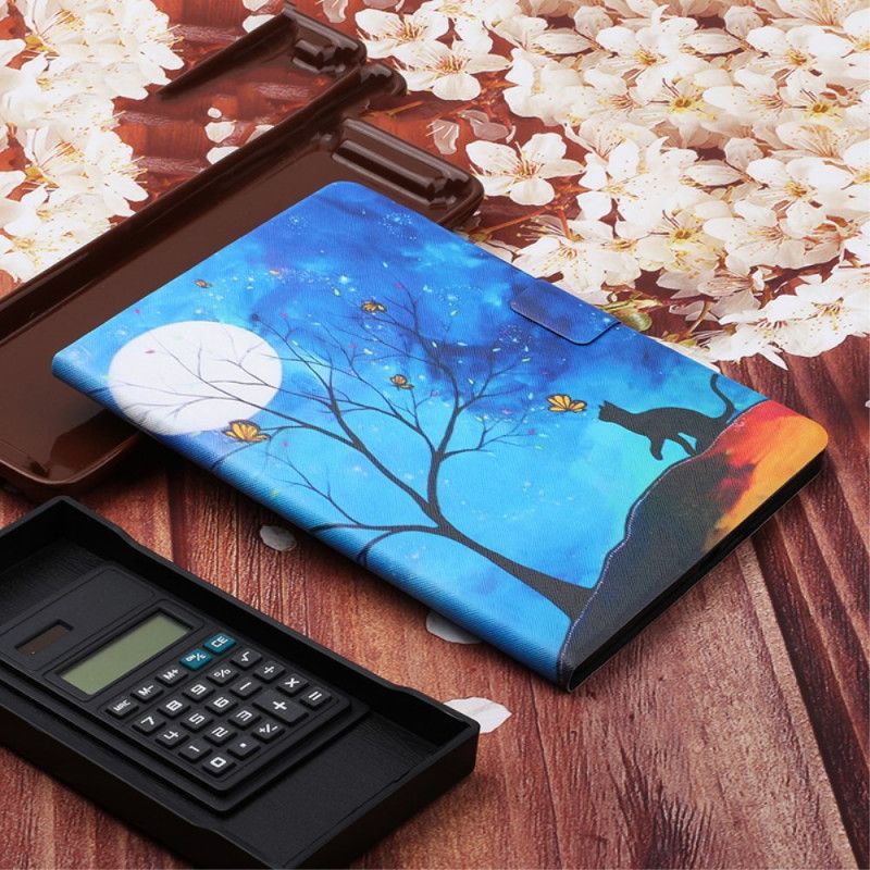 Fodral Samsung Galaxy Tab A7 Gul Träd Med Måne Och Sol