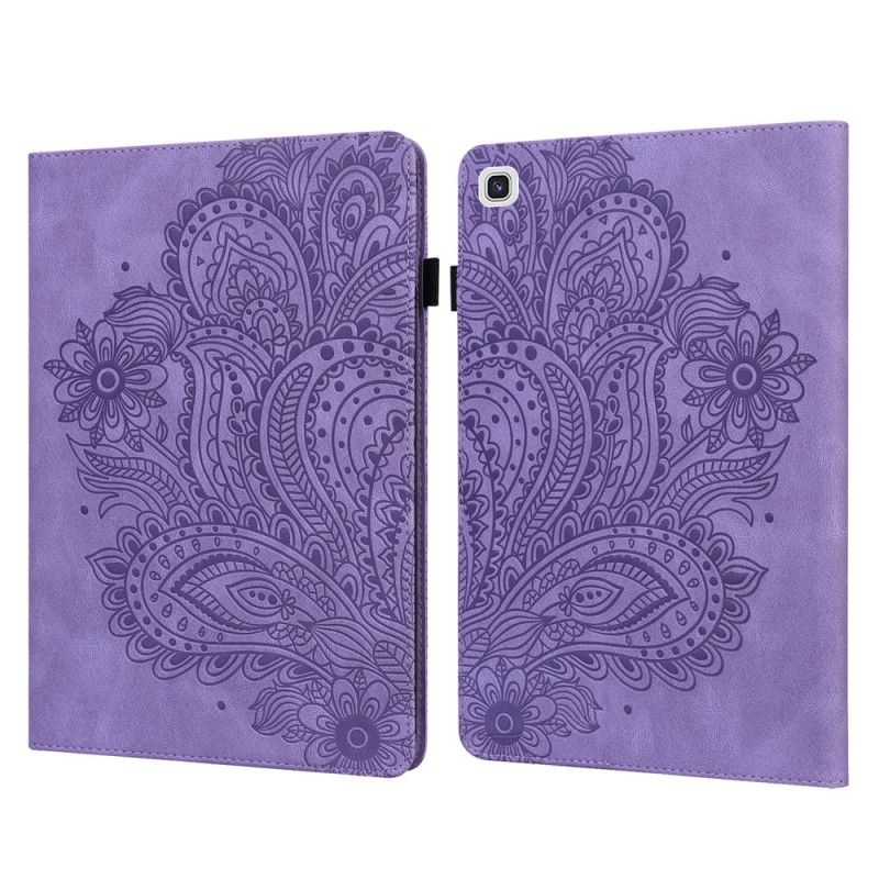 Fodral Samsung Galaxy Tab A7 Röd Barockblommor