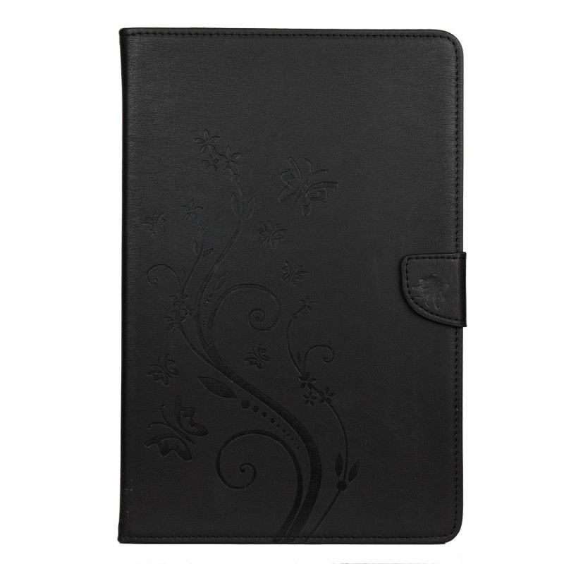 Fodral Samsung Galaxy Tab A7 Svart Blommiga Fjärilar