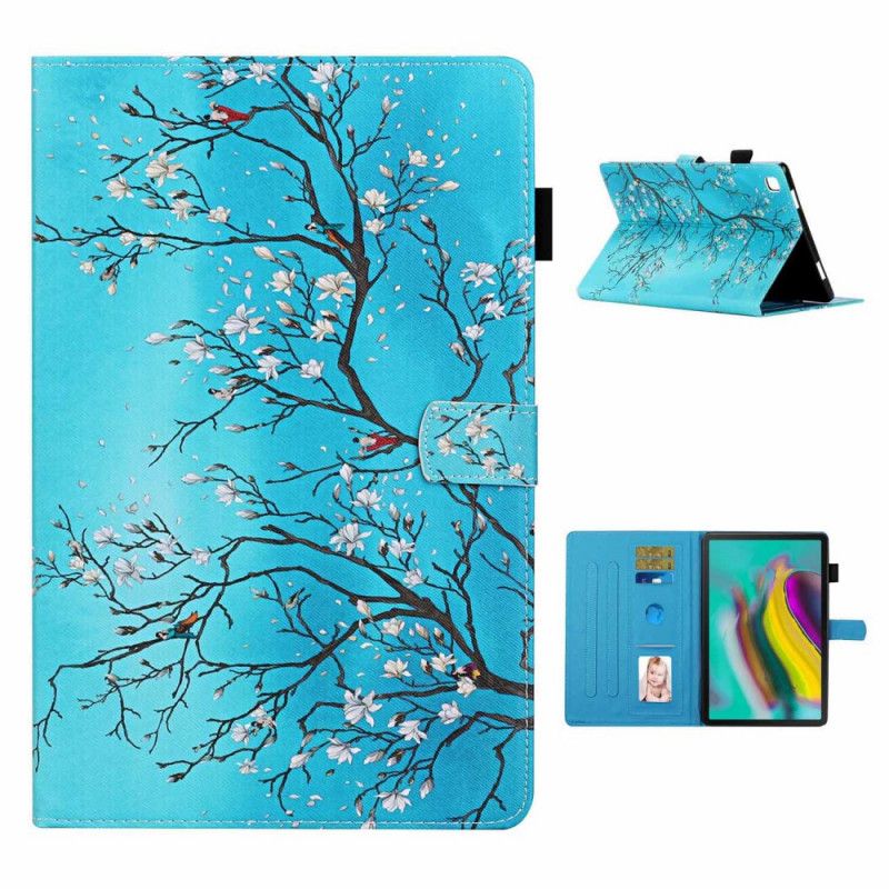 Läderfodral Samsung Galaxy Tab A7 Mobilskal Blommande Grenar