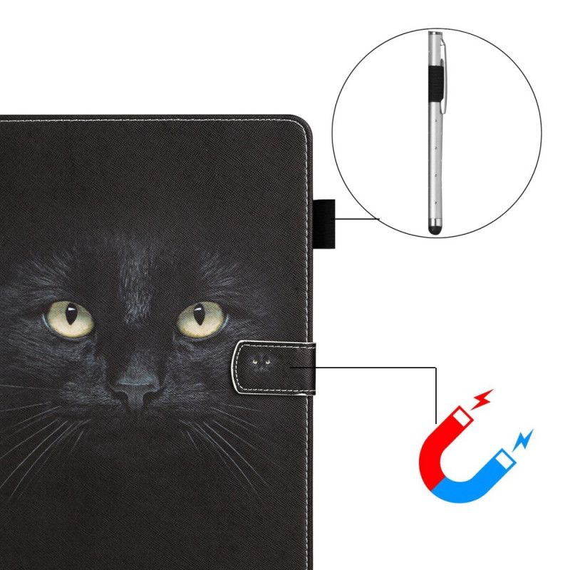 Läderfodral Samsung Galaxy Tab A7 Mobilskal Svarta Kattögon