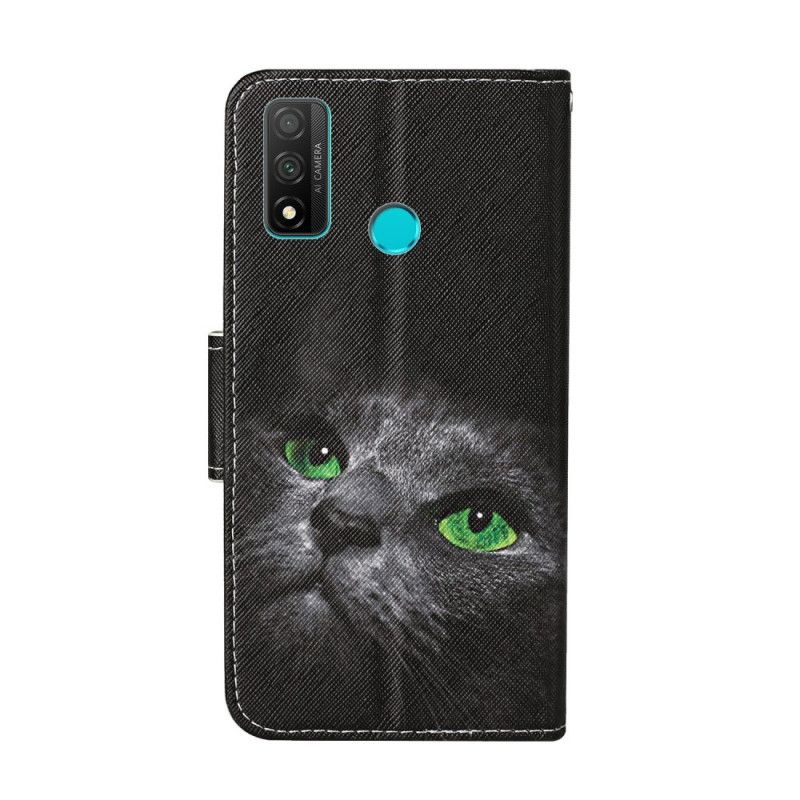 Skyddsfodral Huawei P Smart 2020 Gröna Kattögon Med Rem