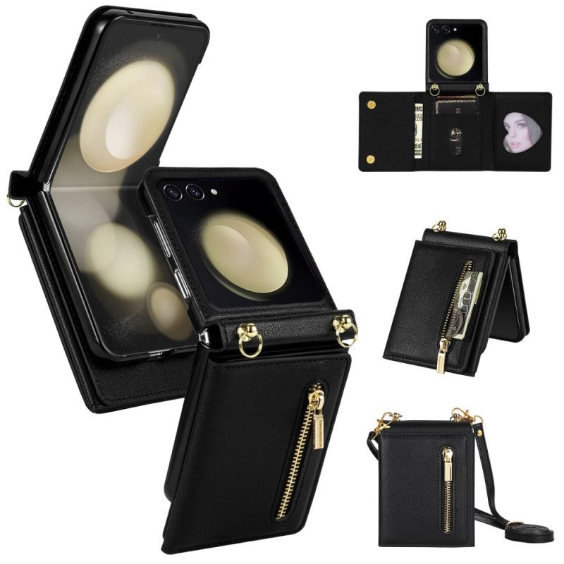 Case Samsung Galaxy Z Flip 7 Telefonfodral Rfid-plånbok Och Axelrem