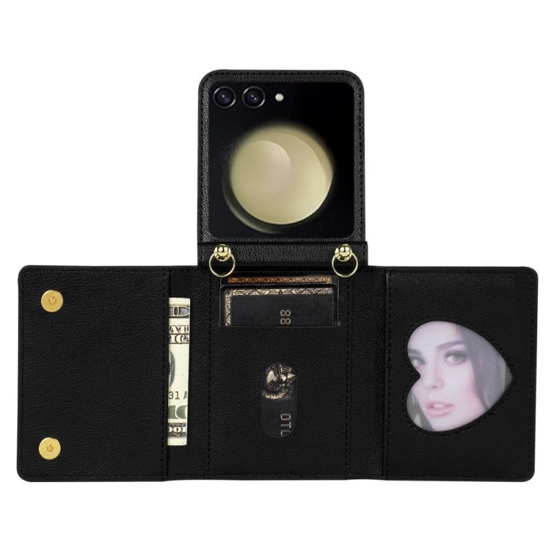 Case Samsung Galaxy Z Flip 7 Telefonfodral Rfid-plånbok Och Axelrem