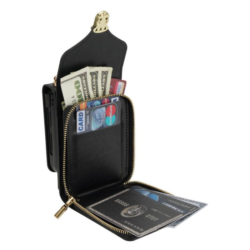 Fodral Samsung Galaxy Z Flip 7 Dragkedja-plånbok Och Axelrem