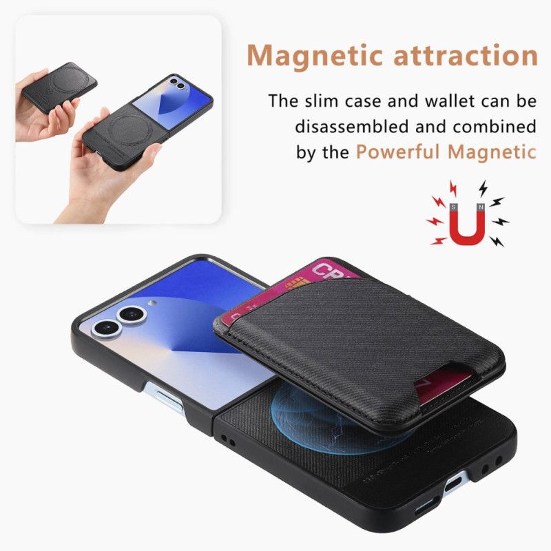 Skal För Samsung Galaxy Z Flip 7 Magnetisk Med Hållare Och Avtagbar Korthållare