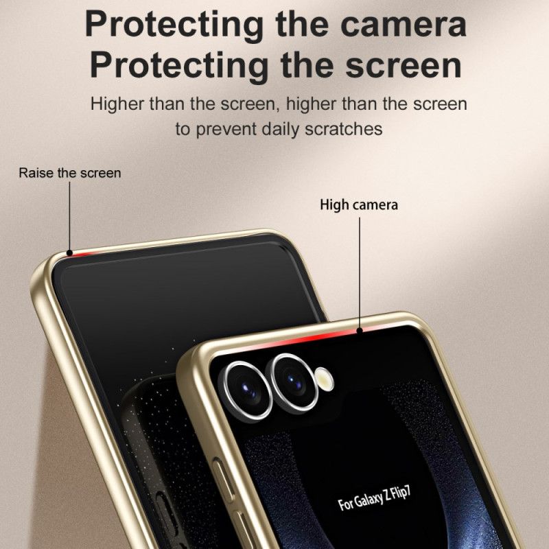 Skal För Samsung Galaxy Z Flip 7 Metallisk Effekt Med Skärmskydd