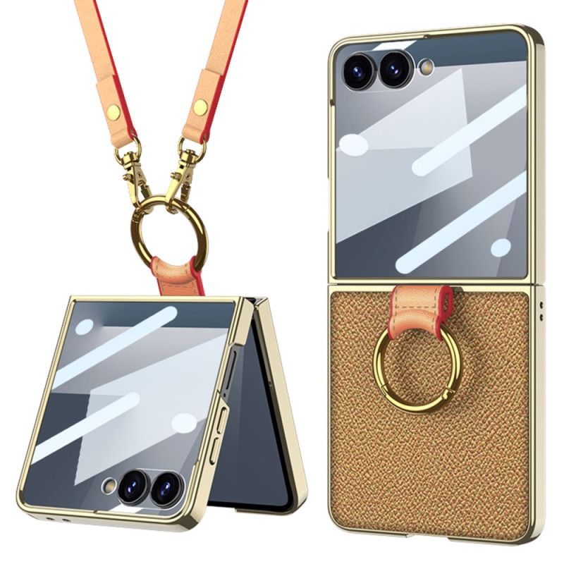 Skal För Samsung Galaxy Z Flip 7 Ringhållare Och Avtagbar Axelrem