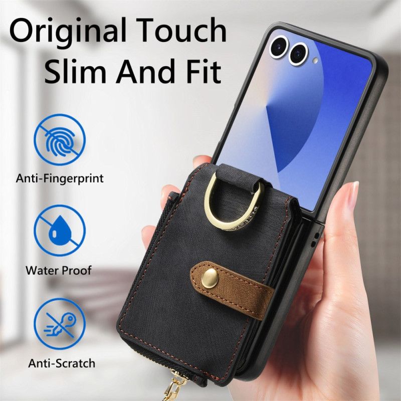 Skal Samsung Galaxy Z Flip 7 Fack Med Dragkedja Och Korthållare