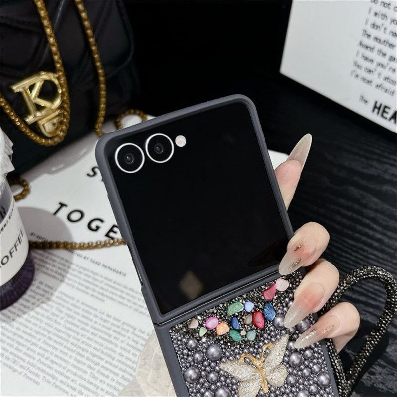 Skal Samsung Galaxy Z Flip 7 Glitterdesign Och Handledsrem