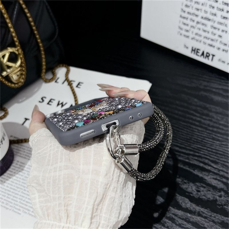 Skal Samsung Galaxy Z Flip 7 Glitterdesign Och Handledsrem