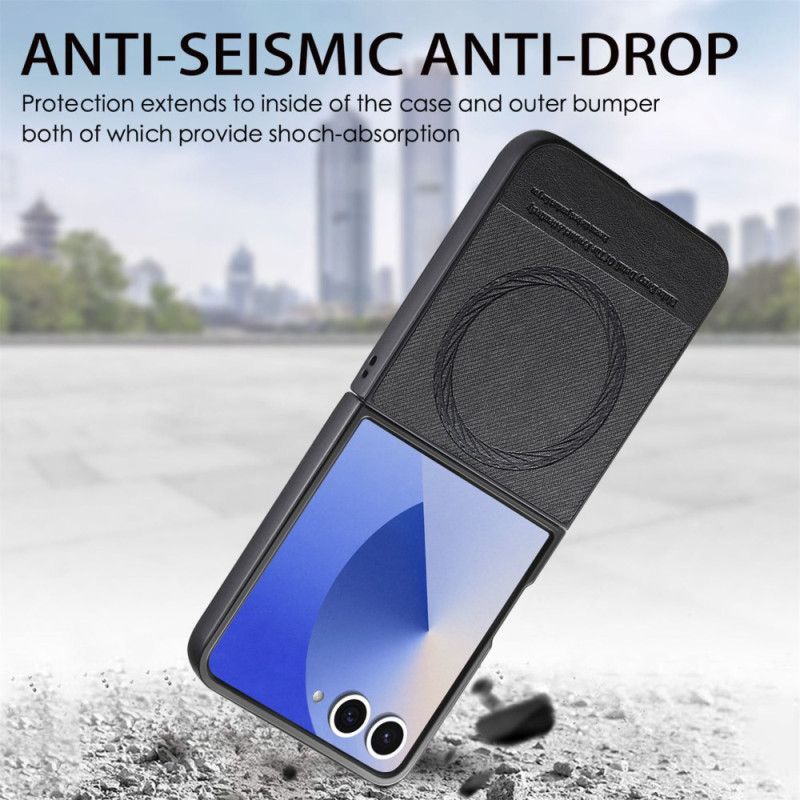 Skal Samsung Galaxy Z Flip 7 Magsafe-kompatibel Denimstrukturerad Läder