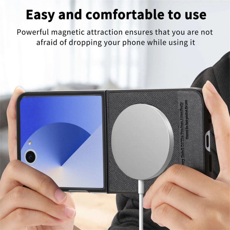 Skal Samsung Galaxy Z Flip 7 Magsafe-kompatibel Denimstrukturerad Läder