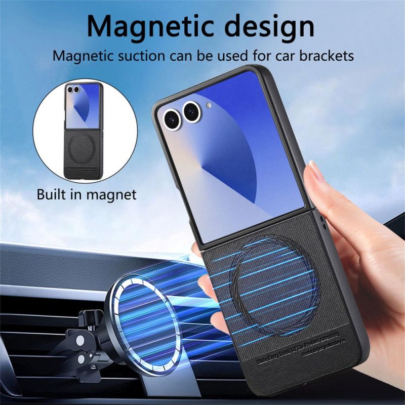 Skal Samsung Galaxy Z Flip 7 Magsafe-kompatibel Denimstrukturerad Läder