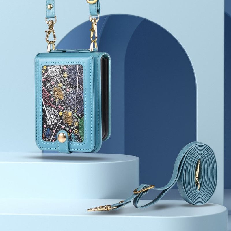 Skal Samsung Galaxy Z Flip 7 Marmorerad Korthållare Och Axelrem