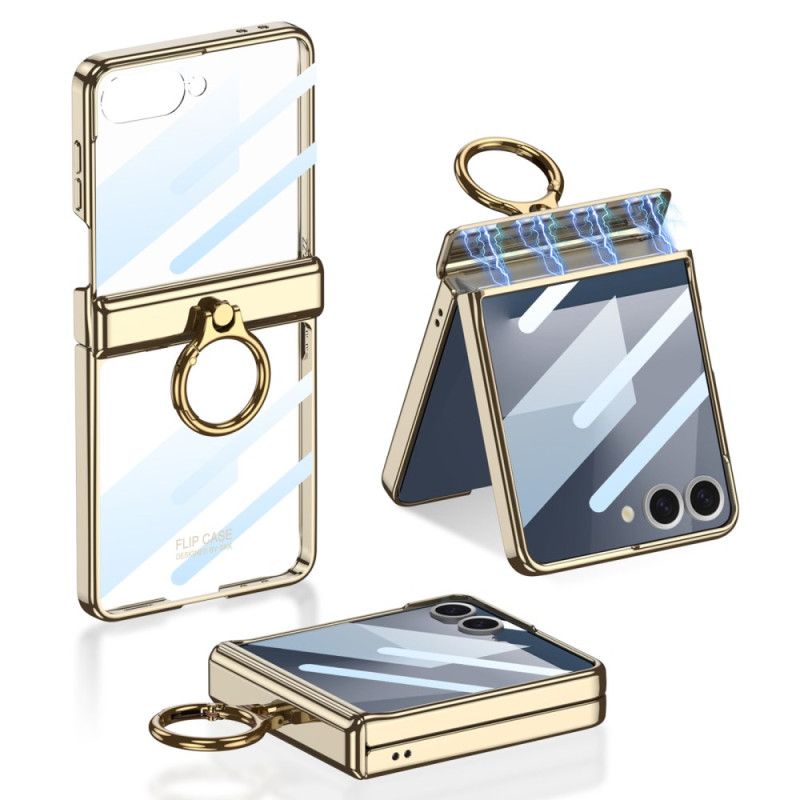 Skal Samsung Galaxy Z Flip 7 Transparent Med Stativ Och Magnetiskt Skydd Gkk