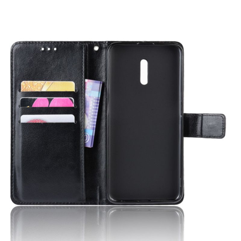 Fodral Oppo Reno Svart Utra Konstläder Med Rem