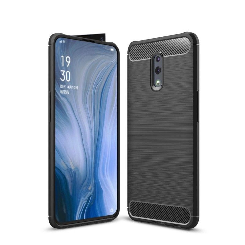 Skal för Oppo Reno Svart Borstad Kolfiber