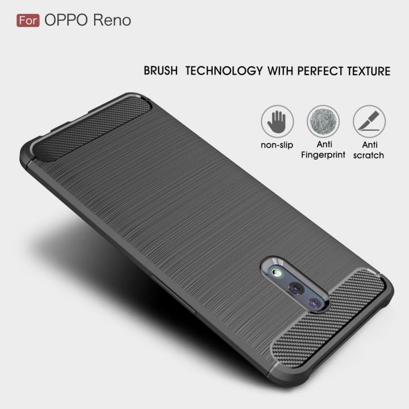 Skal för Oppo Reno Svart Borstad Kolfiber
