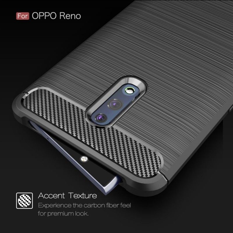 Skal för Oppo Reno Svart Borstad Kolfiber