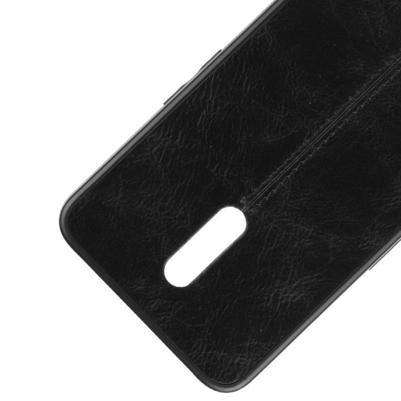 Skal Oppo Reno Svart Sömmar I Läderstil