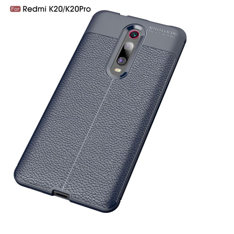 Skal för Xiaomi Mi 9T / Mi 9T Pro Svart Lychéläder Med Dubbla Linjer