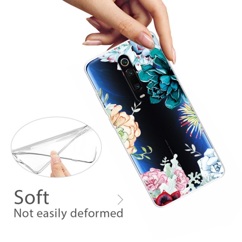 Skal Xiaomi Mi 9T / Mi 9T Pro Genomskinliga Akvarellblommor