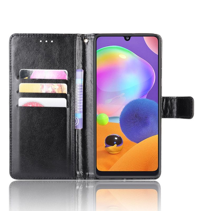 Läderfodral Samsung Galaxy A31 Svart Flashigt Konstläder