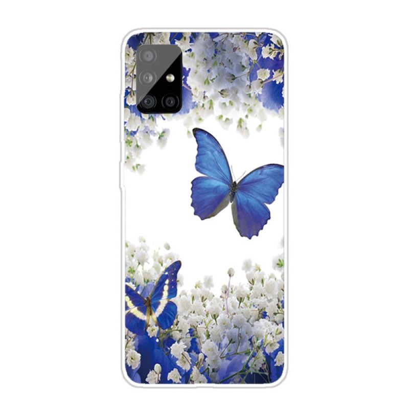 Skal för Samsung Galaxy A31 Mörkblå Fjärilsflyg