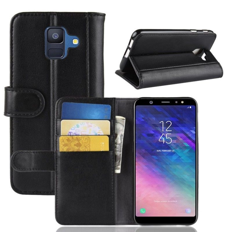 Fodral Samsung Galaxy A6 Svart Delat Läder