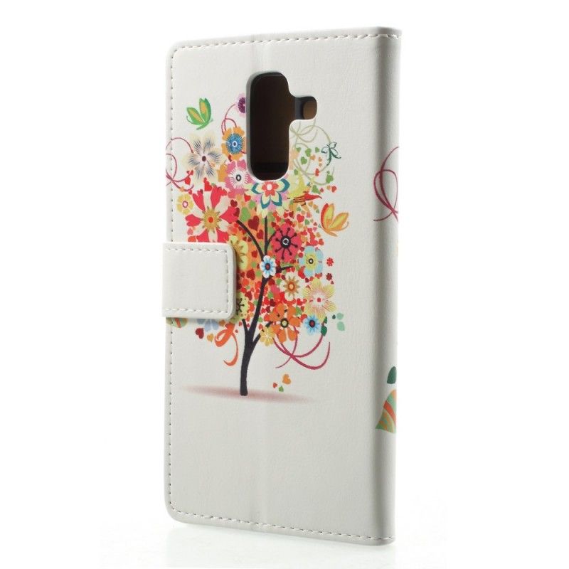 Läderfodral Samsung Galaxy A6 Grön Blommande Träd
