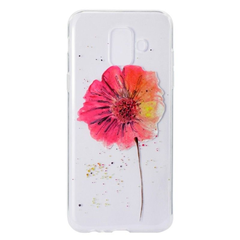 Skal Samsung Galaxy A6 Transparent Vattenfärg Vallmo